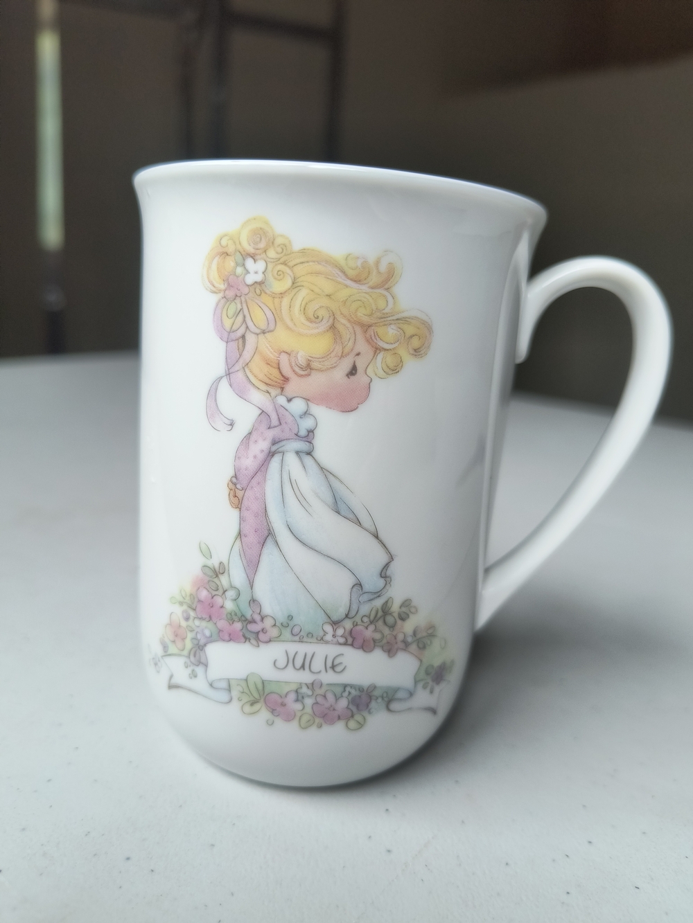 Vintage 1989 Precious Moments "Julie" Personalized Ceramic Mug Enesco